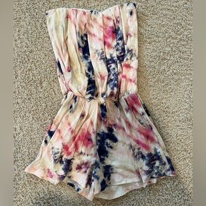Tie Dye shorts romper with pockets